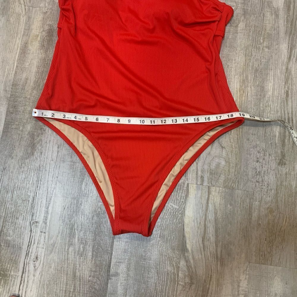 NWT Women's Ribbed Asymmetrical One Shoulder One Piece Swimsuit - Shade … - Picture 4 of 15